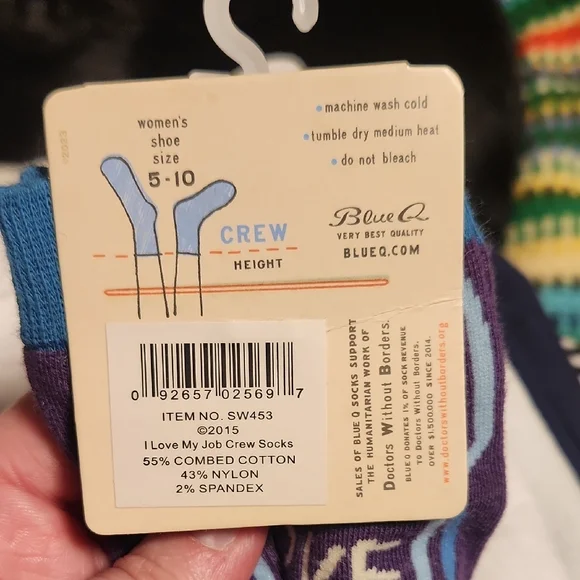 Blue Q Purple and Blue 'I Love My Job' Socks - Picture 3 of 3